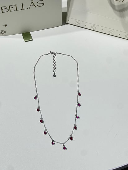 سلسال الدمعه فضة عيار 925 لون أحمر
