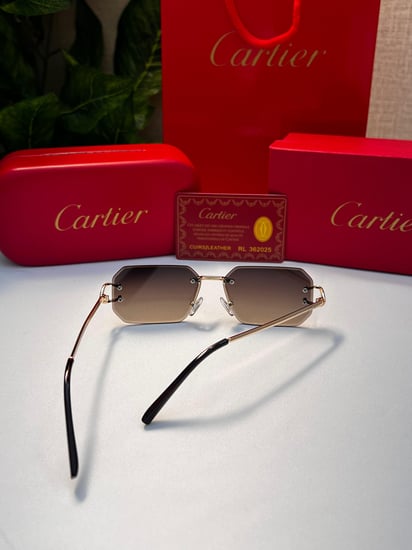 نظارة Cartier-  اطار ذهبي- عدسه بني مدرج