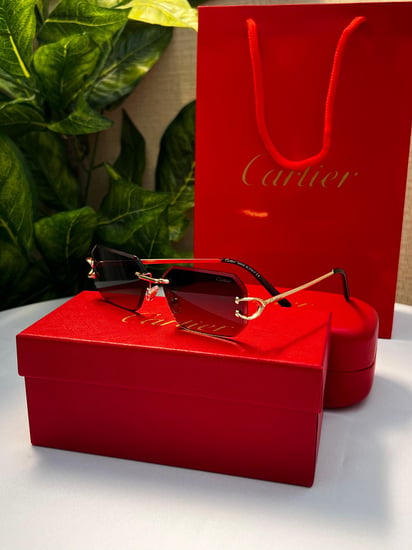 نظارة Cartier-  اطار ذهبي- عدسه بني مدرج