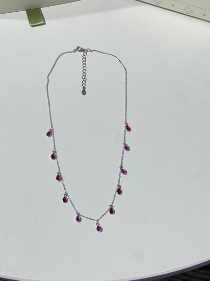 سلسال الدمعه فضة عيار 925 لون أحمر