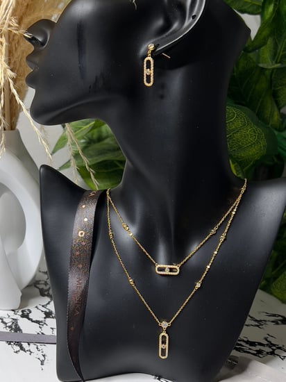 سلسال+ حلق  MESSIKA معدن ذهبي