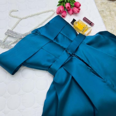 فستان سهره ميكاتو لون بترولي مميز