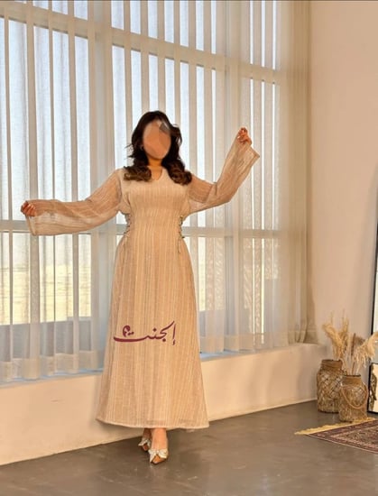 جلابية لنن بربطة من الخصر