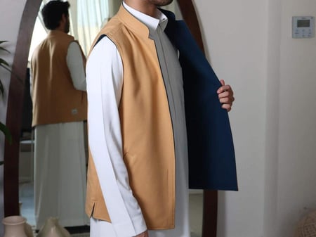 سديريات شتوية رجالية دبل فيس بلونين مختلفين يمكن ارتداؤها من الجهتين