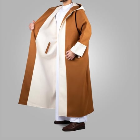 فروة رجالي دبل فيس عسلي وبيج