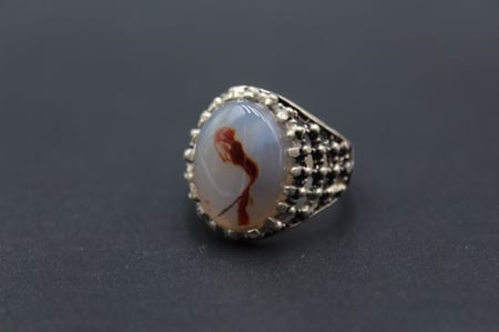 خاتم عقيق يماني مزهر 8.75 انجليزي_ 19عربي