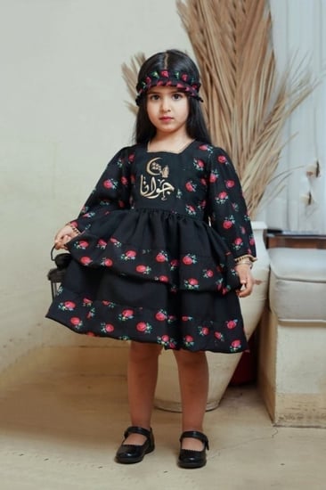 فستان بناتي شالكي دينتيل اسود