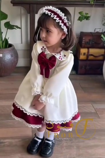 فستان العيد جديد انيق  لنن مميز ب قماش سكري أنيق مق النقش الانيق فنون