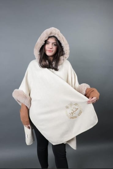 شال شتوي قماش جوخ  اطراف فرو أرنب