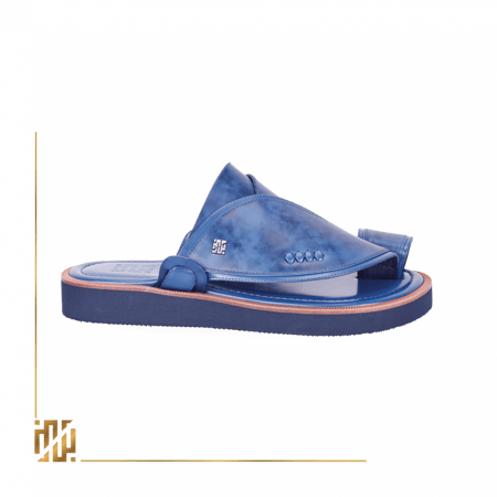 حذاء من جلد العجل سادة موشح باللون الكحلي