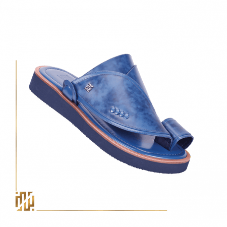 حذاء من جلد العجل سادة موشح باللون الكحلي
