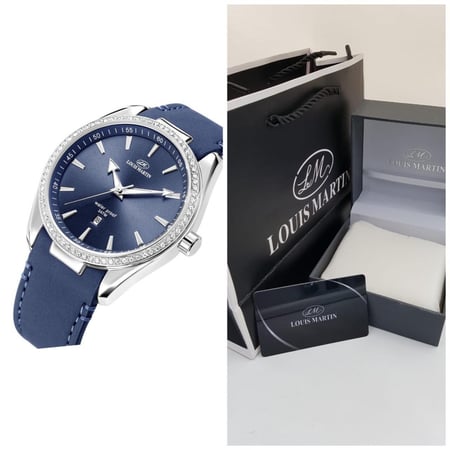 ساعة بفصوص دائرية جلد رجالي من لويس مارتن