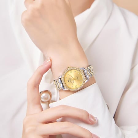 ساعة فاخرة مرصعة بفص كريستال نسائية من ماكسويل