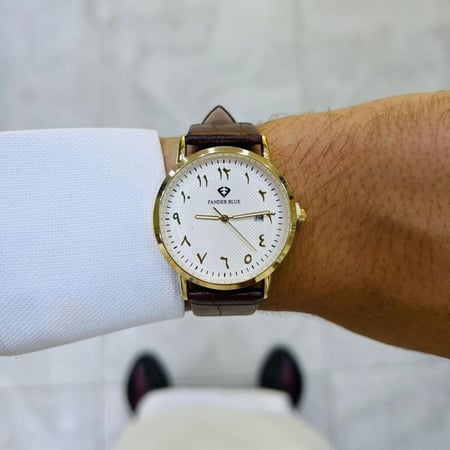 ساعة دائرية رسمية فاخرة أرقام عربية رجالي من فاندربلو