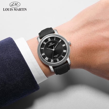 ساعة رسمية سير جلد بأرقام رومانية رجالي من LOUIS MARTIN