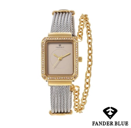 ساعة مستطيلة تصميم فلب شاريول نسائية من FANDER BLUE