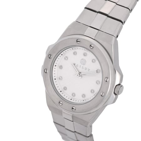 ساعة نسائية ألماس فضي مينا أبيض ماركة فايلت