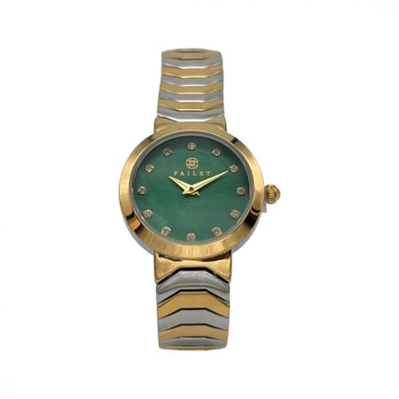 ساعة نسائية فضي ذهبي مينا أخضر من ماركة فايلت