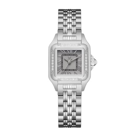 ساعة نسائية ألماس فضي مينا رمادي ماركة فايلت