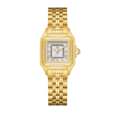 ساعة نسائية ألماس ذهبي مينا أبيض ماركة فايلت