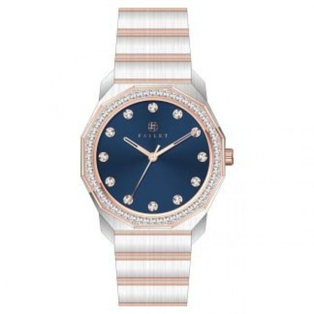 ساعة نسائية فضي نحاسي مينا كحلي ماركة فايلت