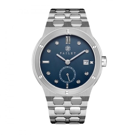 ساعة رجالية ألماس فضي  مينا كحلي ماركة فايلت