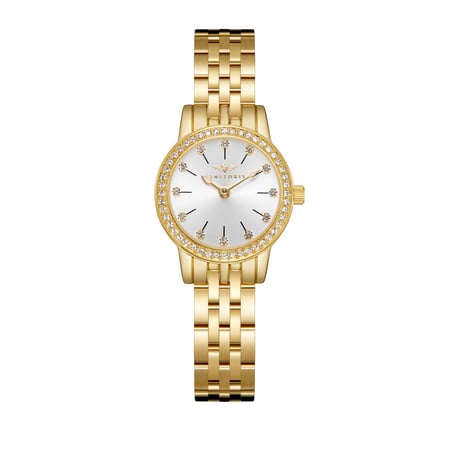 ساعة نسائية ذهبي مينا أبيض من ماركة سان لوريس