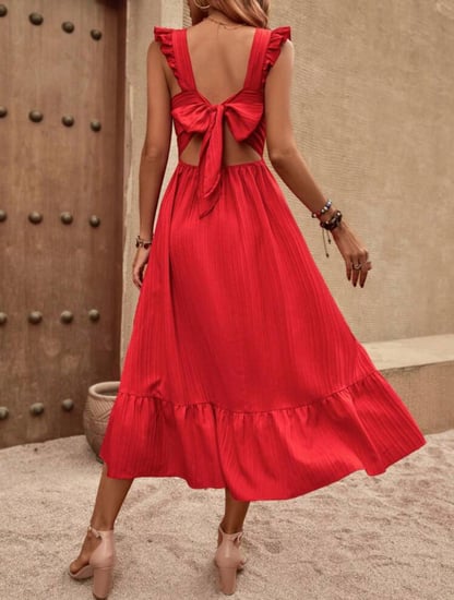 فستان احمر بربطة