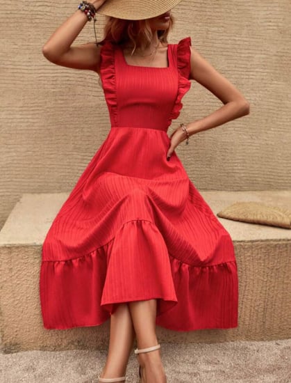 فستان احمر بربطة