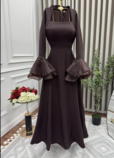 فستان موكا باربي باكمام اورقنزا