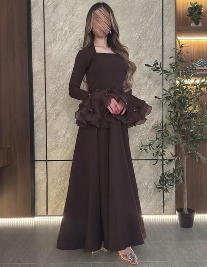 فستان موكا باربي باكمام اورقنزا