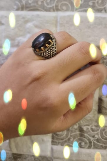 خاتم رجالي جديد  عقيق يماني فضة عيار 925 مقاس 10 صياغة تركي