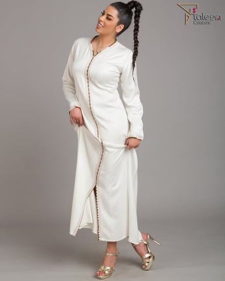 قفطان سكري ناعم محفر تطريز فاخر و خياطه يدوي - متجر تالين كوتور