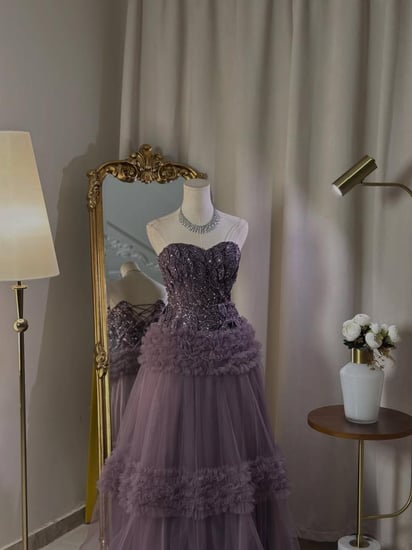 6611 - فستان سهرة  لافندر الطابع الملكي