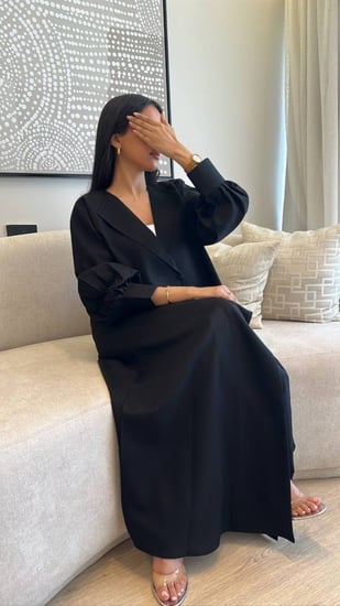 عباية الفخامة  عباية كتان سوداء