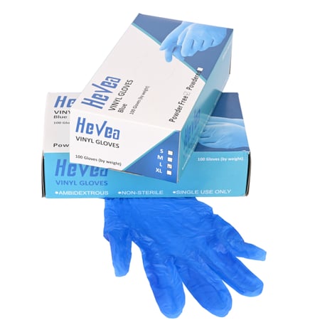 كرتون قفازات طبية هيفيا فينيل ازرق - مثالية النظافة