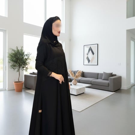 عباية بليزر كلوش دانتيل من الوسط ومبطن من عامرية