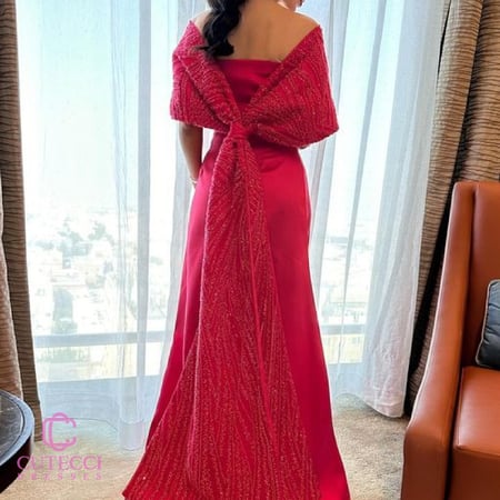 فستان سهرة فوشي ميكادو ملكي أنيق طويل