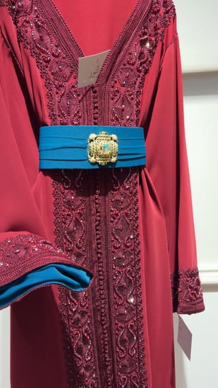 قفطان شك وتطريز عنابي