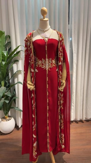 قفطان فخم احمر عنابي