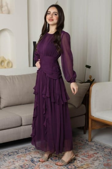 فستان سهره كم طويل شيفون