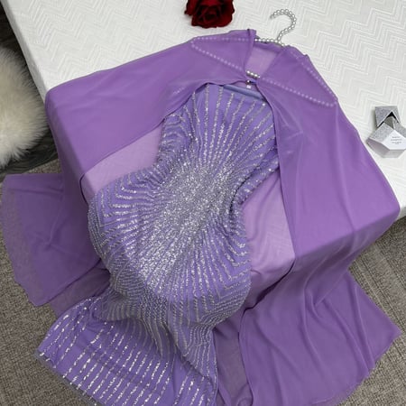 فستان نسائي تطريز ترتر مع بشت شيفون