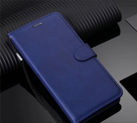 كفر ومحفظة بجلد فاخر للآيفون x - أزرق