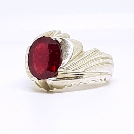 خاتم ياقوت طبيعي صياغة يدوية