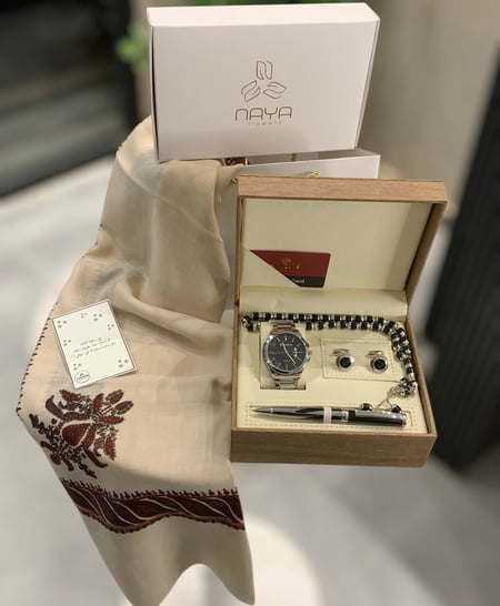 بكج كشميري &طقم ساعة رجالي