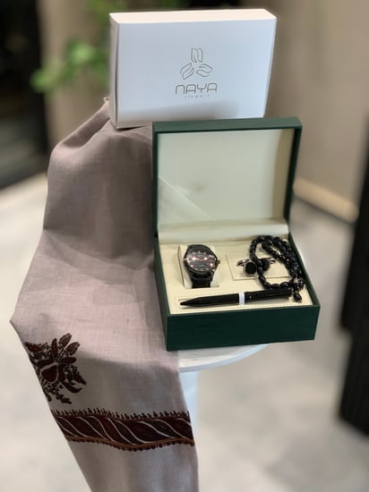 بكج كشميري &طقم ساعة رجالي