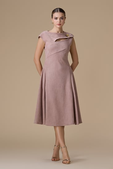 فستان وردي قصير شامواه