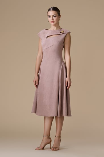 فستان وردي قصير شامواه