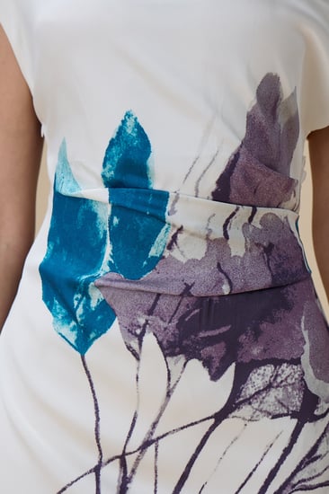 فستان ميدي أوف شولدر بطبعة زهور