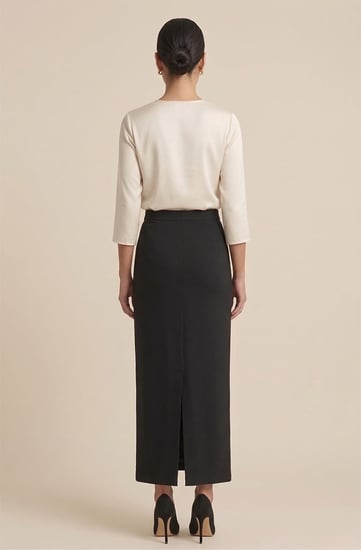 تنورة  ميدي بقصة ضيقة لون اسود